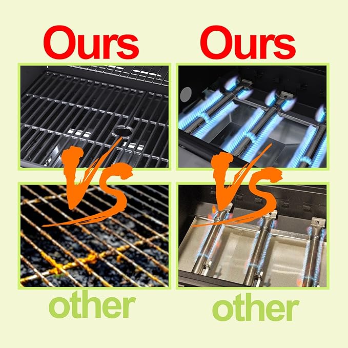 3-Burner Propane Gas Grill with Stainless Steel Cabinet - Outdoor BBQ Grill Side Table Knob Controls Cast Iron Grates &amp Thermometer