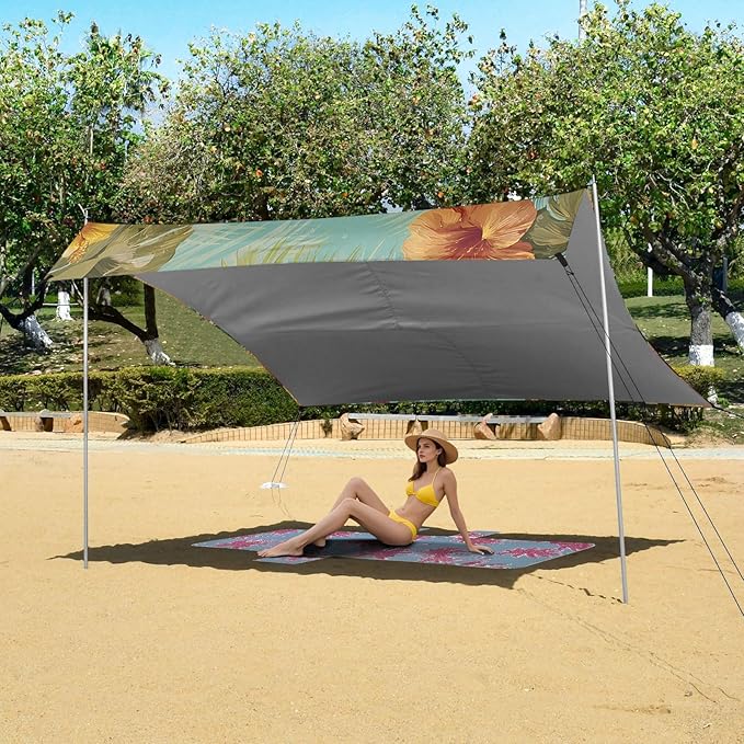 ALAZA Sloth Hammock Tropical Beach Tent Sun Shelter Portable Canopy Sunshade for Outdoor Camping Picnics Backyard Fun 10x9 ft