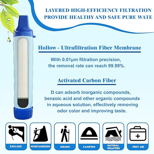 Gravity Fed Water Filtration System with Adjustable Tree Strap Gravity Bag with Filter Straw Water Purifier Survival for Travel Backpacking and Emergency Preparedness (3L)