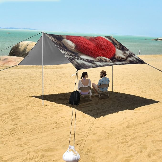 ALAZA Cute Puppy Dog with Heart Beach Tent Sun Shelter Portable Canopy Sunshade for Outdoor Camping Picnics Backyard Fun 10x9 ft