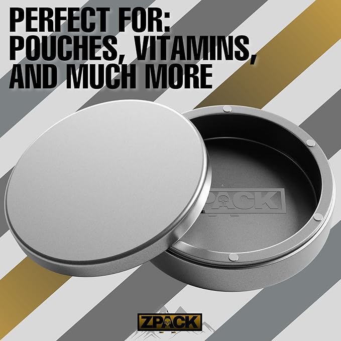 ZPACK Metal Can | Metal Pouch Can | Signature Series | Premium Aircraft-Grade Aluminum Container with Magnetic Closure | Slim EDC Pocket Tin | Carved Engraved Design | Gift for Him (Silver)