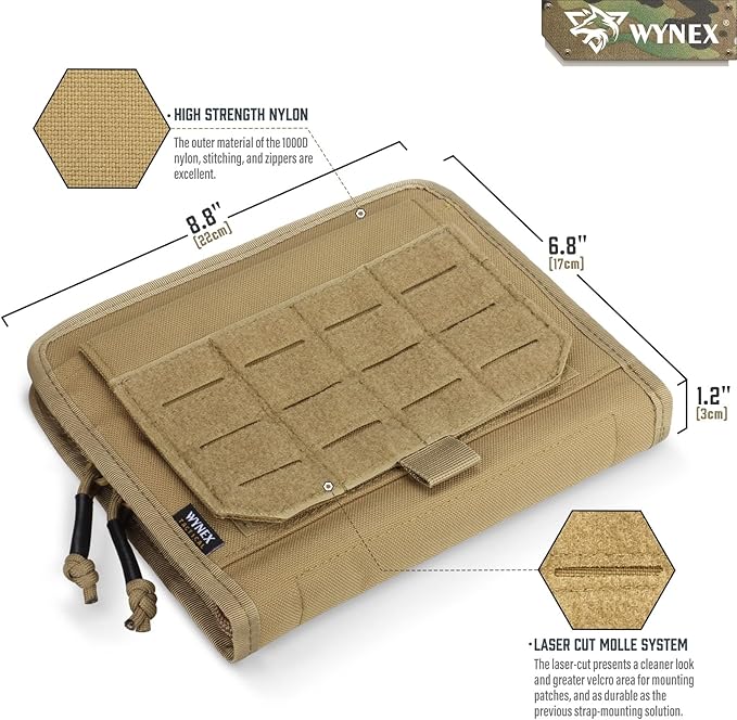WYNEX Tactical Molle Admin Pouch with Folding Admin Pouch Utility EDC Pouch Organizer Modular Tool Pouch of Double Layer with Molle Tool Bag of Laser-Cut Design Utility Organizer EDC Medical Bag