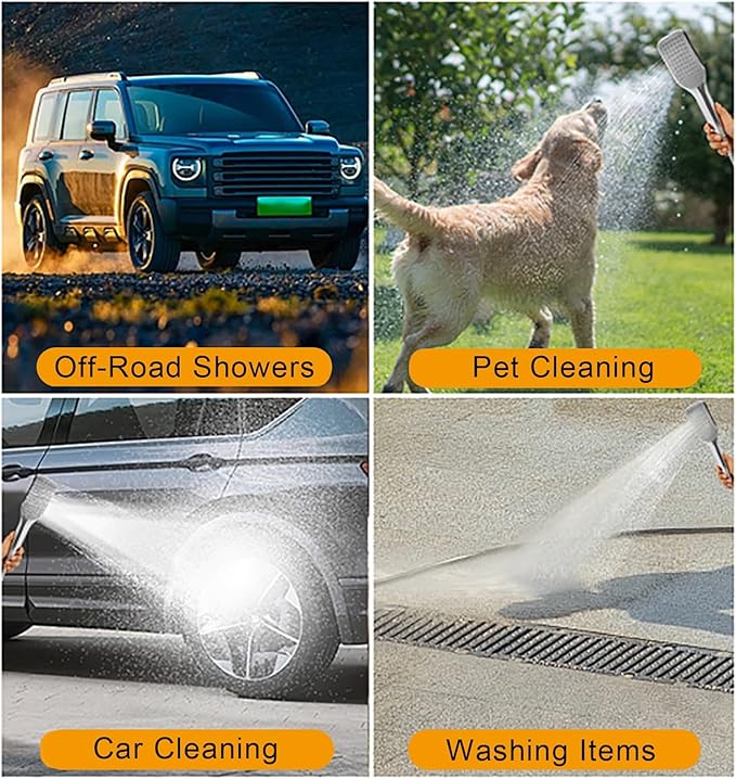 Portable Camping Solar Shower with Pressurized Water Tank Ideal for Hiking Car Washing Pet Cleaning and Beach Trips