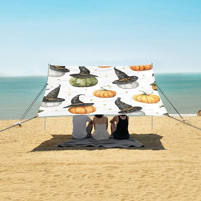 ALAZA Witch Hat Pumpkin Beach Tent Sun Shelter Portable Canopy Sunshade for Outdoor Camping Picnics Backyard Fun 10x9 ft