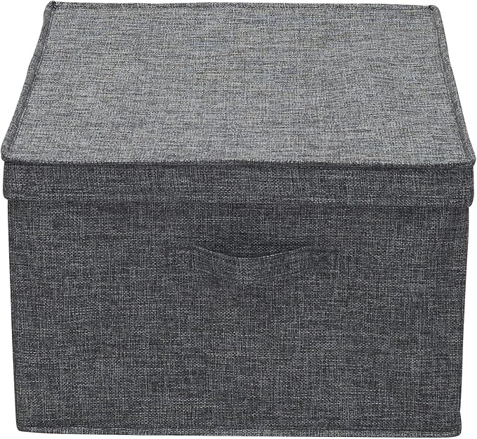 Household Essentials Jumbo Fabric Storage Bins 2 Pack Sturdy Sides and Reinforced Bottom Luxe Poly Linen Fabric Graphite Linen