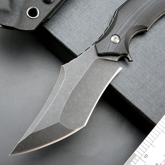 C1117 Fixed Blade KnifeD2 Steel Blade +G10 Handle Outdoor EDC Survival Claw Knife with Kydex Sheaths(Black) …