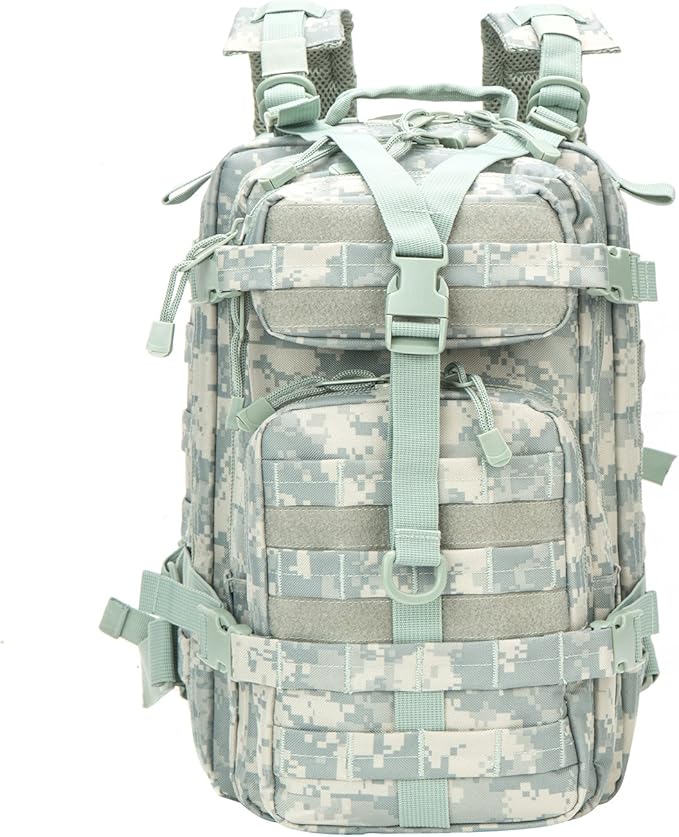 Greencity Army Tactical Backpack Military Assault Pack Flag Patch Outdoors Bug Out Bag Small Rucksack Molle Bag 30LACU