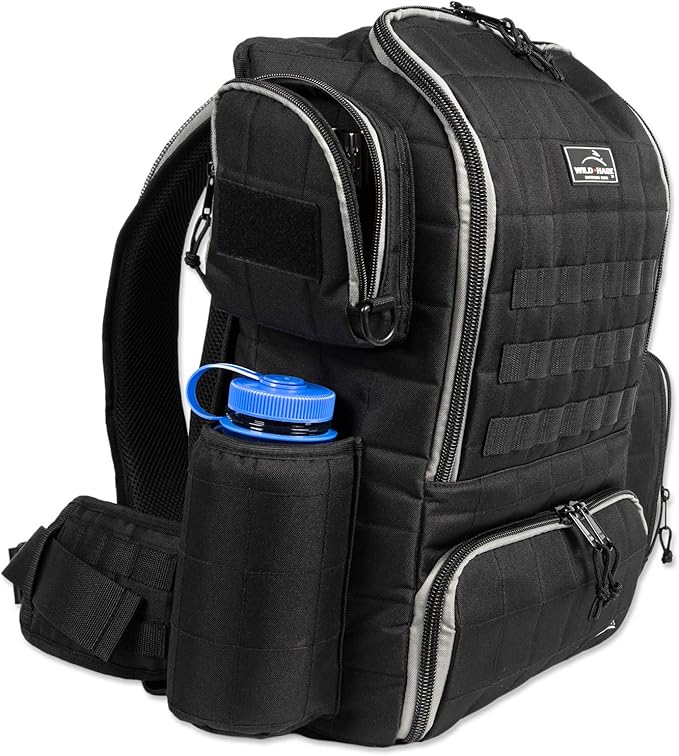 Wild Hare Shooting Gear Deluxe Competition Range Backpack Gun Range Bag for Handguns and Ammo Shooting Duffle Range Pistol Bag Multiple Compartments - Black