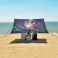 ALAZA Cute Owl Moon Beach Tent Sun Shelter UPF50+ Protection Beach Shade Canopy w/ 4 Sandbags for Outdoor Camping Fishing Backyard Fun Picnic 10x9 ft