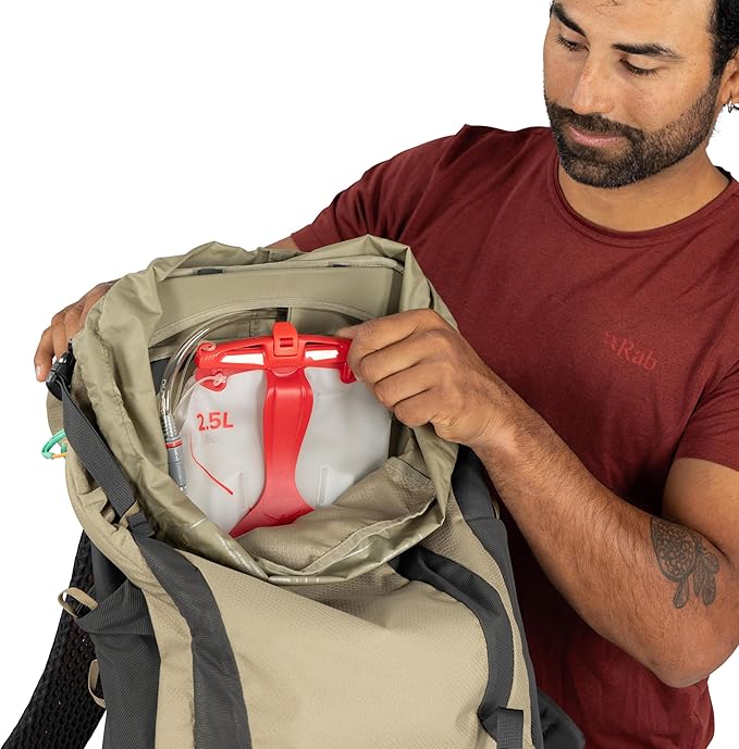 Osprey Kestrel LT 45L Men's Backpacking Backpack - Lightweight Hiking &amp Camping Bag with Waterproof Raincover Moss Green