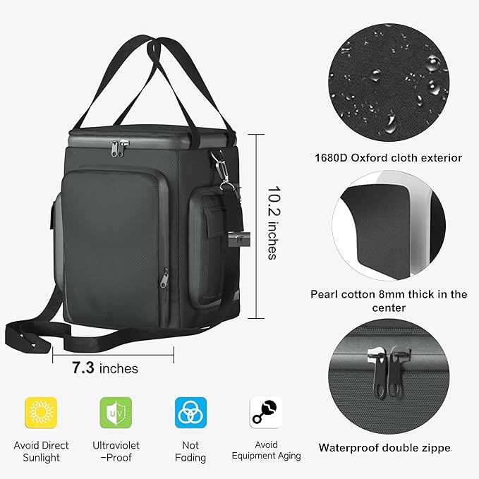Waterproof Travel Bag for Anker SOLIX C300 - IPX4 Rated Shockproof Organizer With Two Pockets and Adjustable Strap for Anker SOLIX C300 Portable Power Station