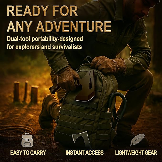 Grumpy Bear Tactical Axe Sickle Set Survival Axe Sharp Tomahawk with Sheath Portable Tomahawk Durable Survival Hatchet for Emergency Hiking and Camping for Men Women
