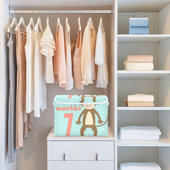 7_months Storage Bin with Lid Collapsible Clothes Organizer Organizers and Storage for Office Supplies Office Basket