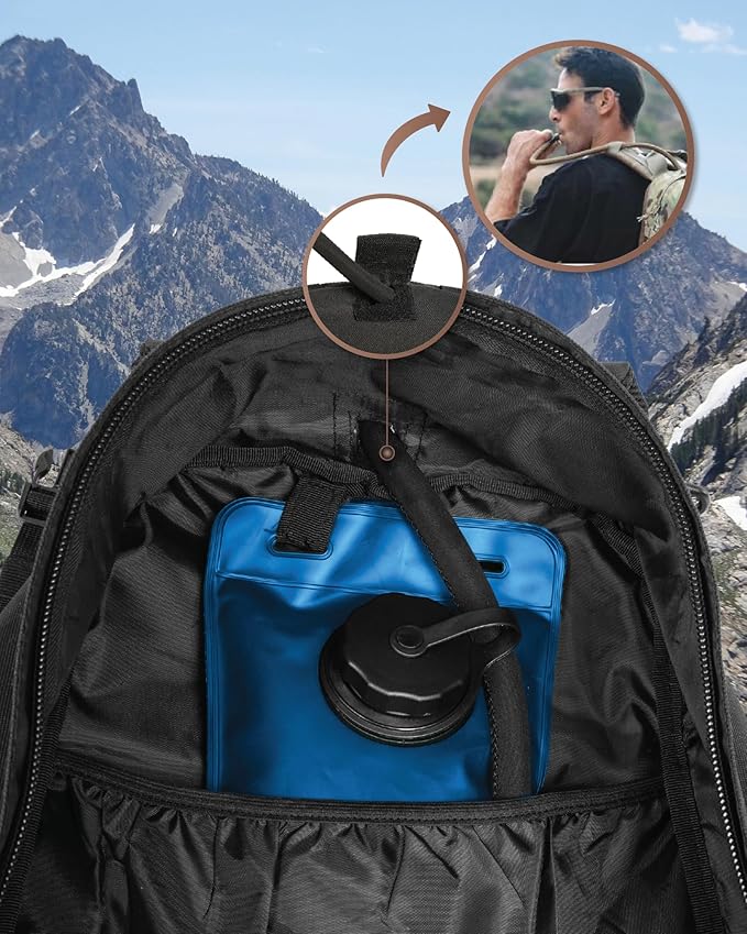 TRAILKICKER Military Tactical Backpack 40L for Men Hiking Camping Molle EDC Daypack Army Assault Pack Lightweight Work Backpack with Water Bladder Compartment Black