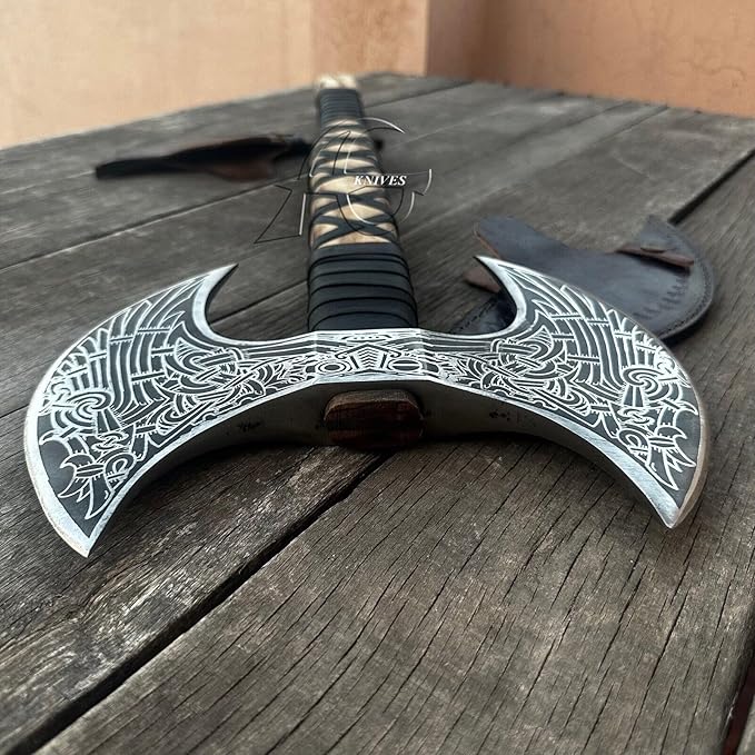 MDM-Ax106 24 Double Headed Viking Axe – Handmade High Carbon Steel Battle Axe with Rosewood Shaft | Double Sided Dane Axe | Custom Gift for Men | Christmas