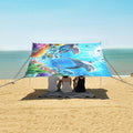 ALAZA Dolphin Turtle in The Ocean Beach Tent Sun Shelter UPF50+ Protection Beach Shade Canopy w/ 4 Sandbags for Outdoor Camping Fishing Backyard Fun Picnic 10x9 ft