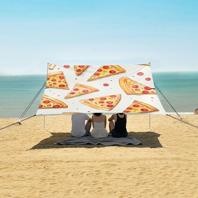 ALAZA Slices Pizza Beach Tent Sun Shelter Portable Canopy Sunshade for Outdoor Camping Picnics Backyard Fun 10x9 ft