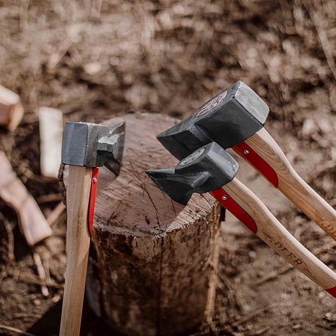 Adler – The Long Splitter Axe – German Made Heavy-Duty Wood Splitting Tool 31.5 Anti-Slip Hickory Handle w/Leather Sheath 4-1/2 lb Head Splits Logs up to 10 inches for Camping &amp Firewood (A10