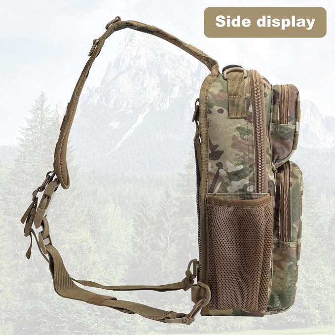 Rover Sling Pack Tactical Shoulder Sling Bag Backpack with Bottle Holder Crossbody Chest Bag CP Camo