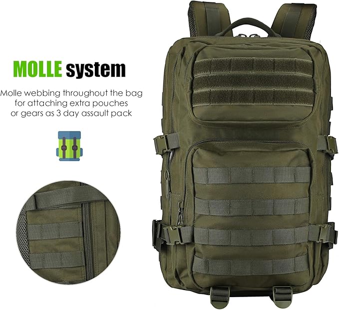 ProCase Tactical Backpack Bag 40L Large 3 Day Military Army Outdoor Assault Pack Rucksacks Carry Bag Backpacks
