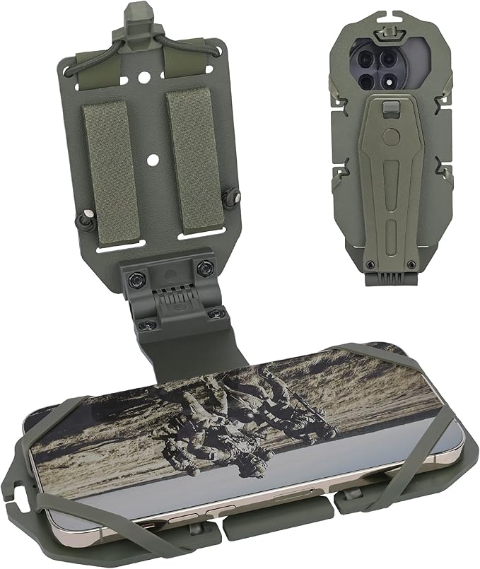 Tactical Gear Plate Carrier Vest Accessories 90° Rotating MOLLE Phone Holder for 4.7-7.8 Screens Foldable Tactical Phone Chest Mount Holder for Police &amp Airsoft Gear