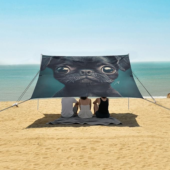 ALAZA Puppy Dog Arland Green Beach Tent Sun Shelter Portable Canopy Sunshade for Outdoor Camping Picnics Backyard Fun 10x9 ft