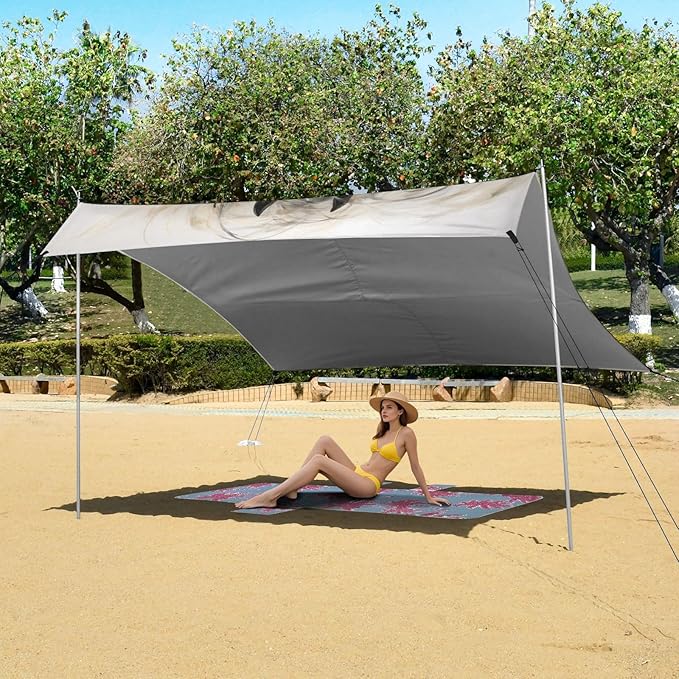 ALAZA White Horse Beach Tent Sun Shelter Portable Canopy Sunshade for Outdoor Camping Picnics Backyard Fun 10x9 ft
