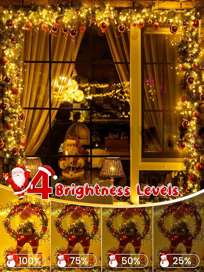 100FT 2000 LED Christmas Cluster Lights Firecracker String Lights with Remote &amp 8 Modes &amp Timer Waterproof Fairy Twinkle Light Plug in for Indoor Outdoor Party Yard Xmas Tree Decoration War
