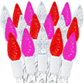 70 Light 24Ft Valentine's Day Lights Commercial String Lights C6 LED Strawberry Faceted Bulb – Red/Pink/Pure Whtie White Wire Indoor/Outdoor Full Wave No Flicker Connect 43 Sets