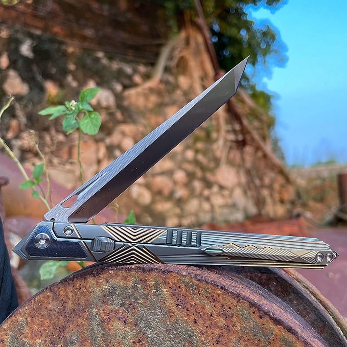 folding knife belt clip M390 steel blade outdoor camping knife portable pocket knife titanium handle lightweight EDC men's pocket knife belt sheath