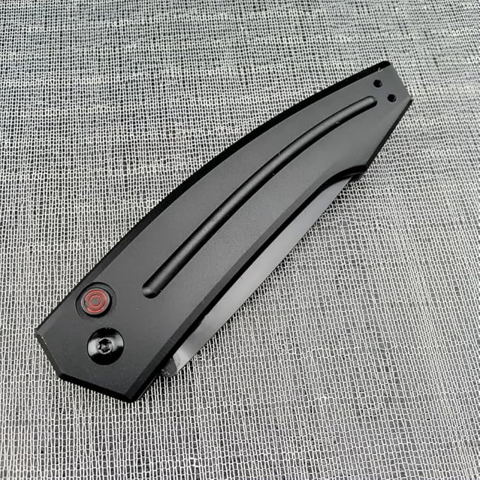 3.31'' D2 Steel Blade Aluminum Handles Manual Opening Folding Knife with Pocket Clip Camping EDC Tools Survival Knives Christmas Gift for Men and Women (Black Serrated Blade)