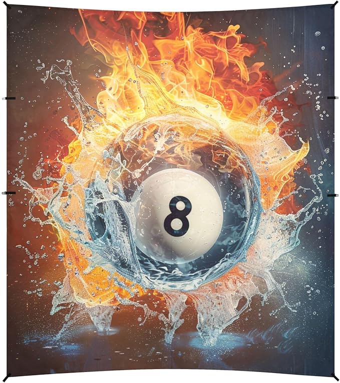 ALAZA Number Eight Billiard Ball Spirits Fire Water Beach Tent Sun Shelter Portable Canopy Sunshade for Outdoor Camping Picnics Backyard Fun 10x9 ft