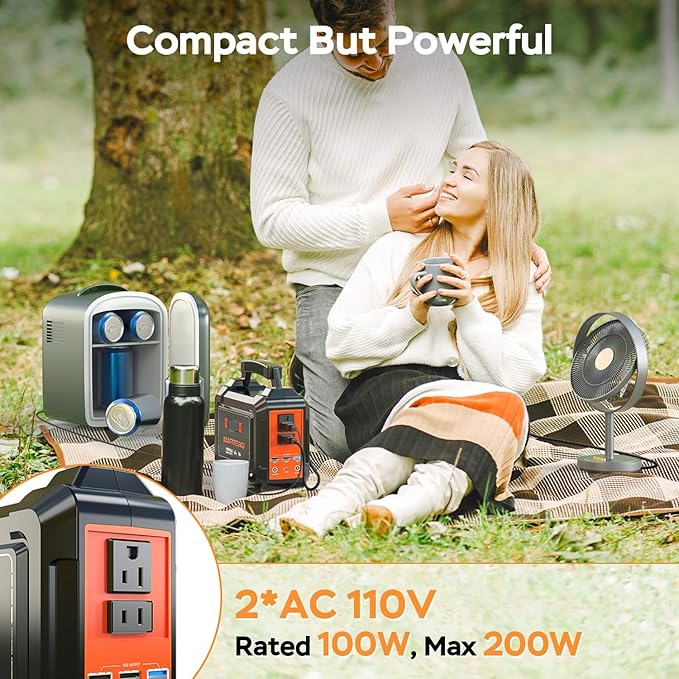 MARBERO Solar Generator 162.8Wh Camping Portable Power Station 200W Peak with Foldable Solar Panels 30W with AC Outlet 110V Multi-Port LED Flashlights for CPAP Home Camping Hurricane Emergency