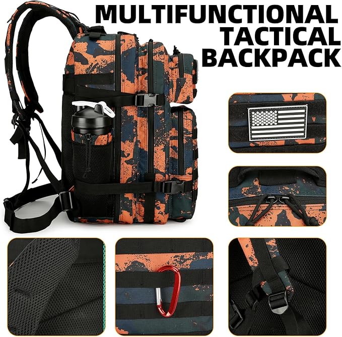 25L Tactical Backpack for Men and Women Military Backpack Small Assault Pack Molle Backpack Bug Out Bag Travel Rucksack Daypack (Mars Camo)