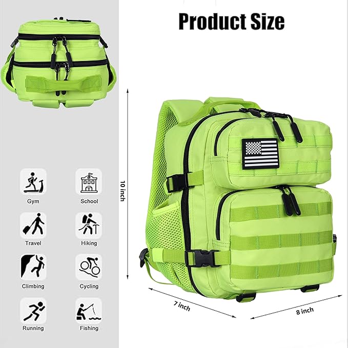 9L Mini Tactical Backpack for Men and Women Tactical Backpack Small for Hiking Small Tactical Bag (Fluorescent Green)