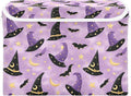 Halloween Purple Wizard Hats Bats Stars Storage Box with Lid 1 PC Foldable Storage Bin with Lids Stackable Storage Bins Cube Closet Organizer Basket with Flip-Top Lid &amp Handles for Shoes Books Tow