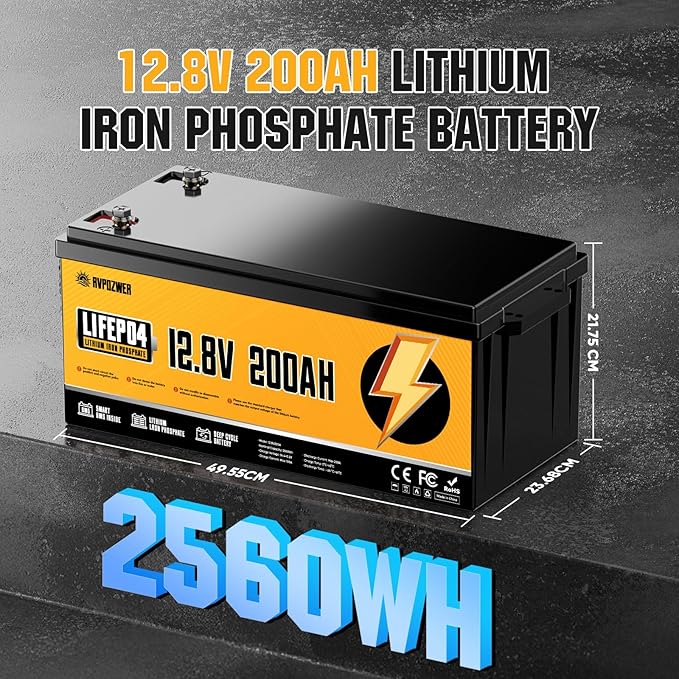 12V 200Ah LiFePO4 Battery 2 Pack Built-in 200A BMS 15000+ Deep Cycles Group 31 Lightweight Lithium Iron Phosphate Batteries for RV Marine Solar Trolling Motor Home Energy Off-Grid