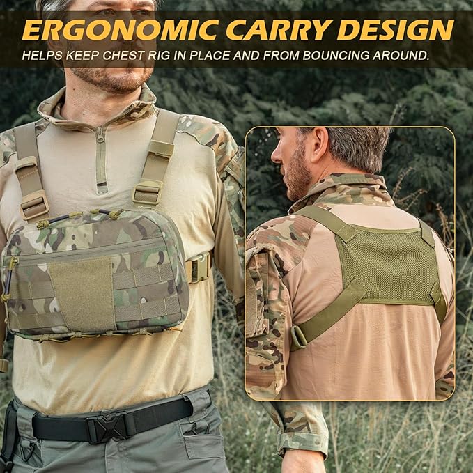 Tactical Chest Pack Bag Molle EDC Pouch Bag with CCW Compartment Adjustable Strap Workouts Fishing Hunting