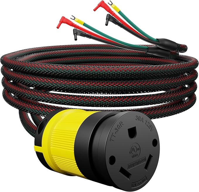 Journeyman-Pro 30A Parallel Cord Connection Kit for Inverter Generators | 120-125 VAC 30 AMP - 4000/3750 Watts TT-30R Female Connector RV Ready (TT30R Straight Blade)