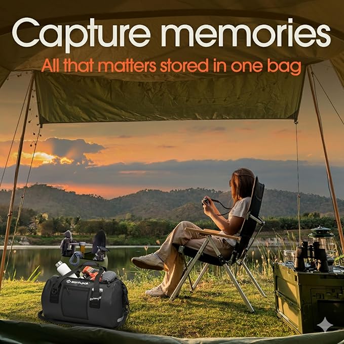 Earth Pak Waterproof Duffel Bag - Heavy Duty Motorcycle Dry Bag with Large Storage Space Perfect for Traveling Camping Kayaking Fishing &amp Canoeing Bag 50L/70L/90L/120L Sizes
