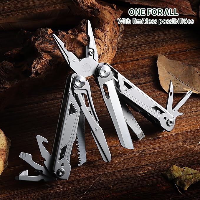 POXIMO 17-In-1 Multitool Gifts for Men Dad Him Multi Tool Pliers EDC Multi-Tool Kits Stocking Stuffers Pocket Knife Gadgets for Camping Hiking Surviving Fishing Hunting
