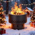GarveeLife 16 Inch Smokeless Fire Pit Wood Burning Outdoor Fireplace with Removable Ash Pan &amp Dust Bag - Ideal for Patio BBQ Bonfire Camping