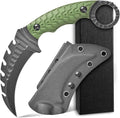 Ccanku C1110 Fixed Blade Knife D2 Steel Blade G10 Handle Outdoor Camping Claw Knives EDC Tool Knives with Kydex Sheaths (Army Green)