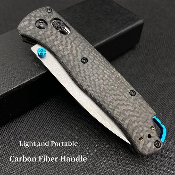 HUAAO EDC Knife with 8Cr13MoV Blade Carbon Fiber Handle Folding Pocket Knife with Belt Clip for Camping