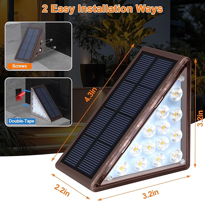 Solar Step Lights for Outside Waterproof IP67 Outdoor Stair Light 6 Pack Solar Stair Lights Outdoor LED Outdoor Step Lights Decor for Deck Front Step Patio Garden