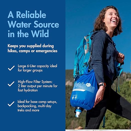 Katadyn Gravity BeFree 6L Water Microfilter Camping Backpacking Emergency Preparedness Blue