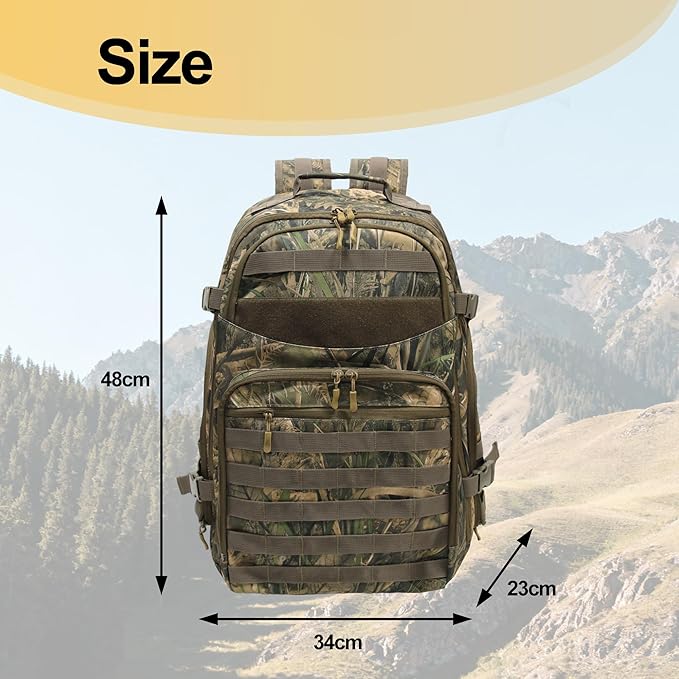 Tactical Hunting Back pack for MenMilitary Molle BackpackAssault Pack37L EDC Hiking &amp Motorcycle Backpack (Aquatic Camouflage)