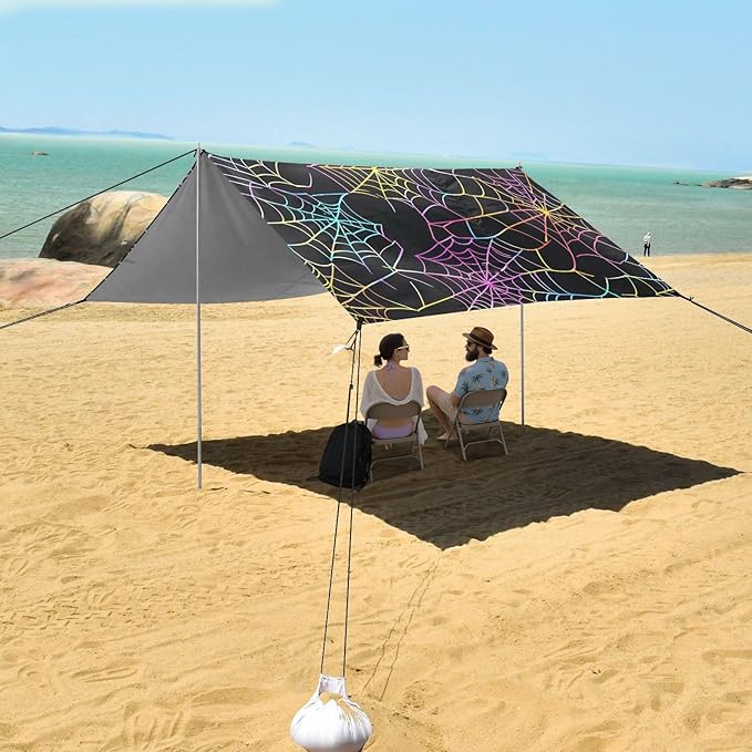 ALAZA Webs Pattern Beach Tent Sun Shelter Portable Canopy Sunshade for Outdoor Camping Picnics Backyard Fun 10x9 ft