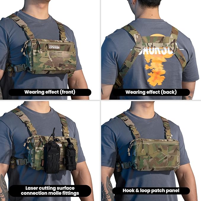 EXCELLENT ELITE SPANKER Tactical Chest Rig Pack EDC Chest Bag Molle Utility Chest Pouch for Outdoor Hunting Workouts Hiking