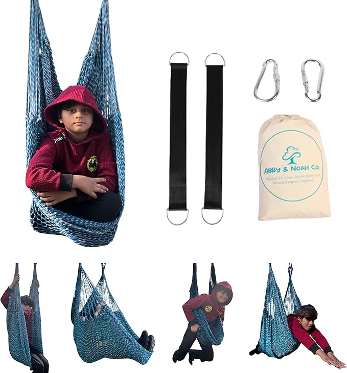 Abby &amp Noah Autism Sensory Swing for Adults &amp Kids | ADHD Indoor &amp Outdoor Swing | Ceiling Hanging Sensory Hammock for Therapy | Holds Up-to 600Lbs | Autism Sensory Products (Large - 80x6